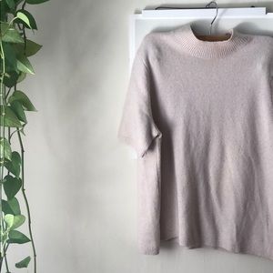 High neck short sleeve sweater top